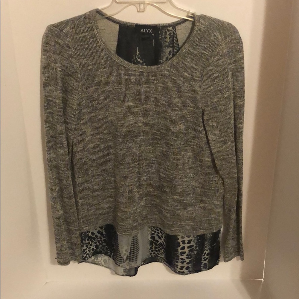 Speckled grey and black blouse